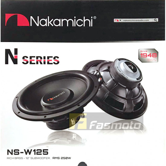 NAKAMICHI NS-W125 12" N-Series Rich Bass SVC Subwoofer 250W RMS (1 Pc)