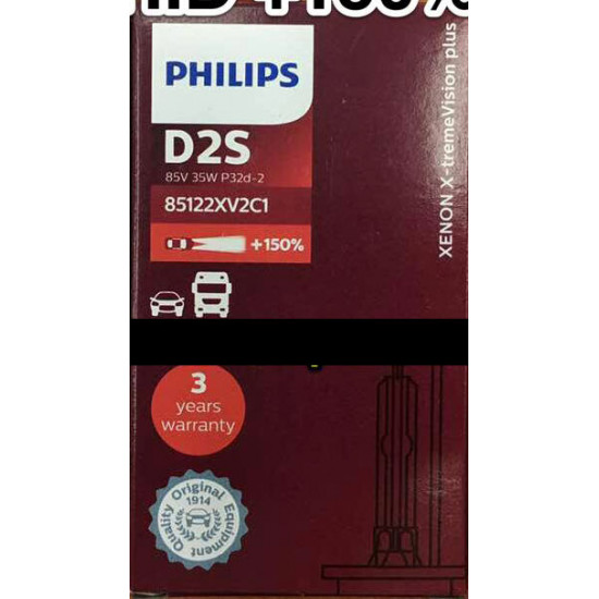 PHILIPS 85122XV2C1 D2S 4800K XENON Standard HID +150% Brighter Bulb(1 Piece) PHILIPS 85122XV2C1 D2S 4800K XENON Standard HID +150% Brighter Bulb(1 Piece)