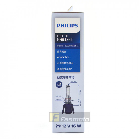 PHILIPS 11005UEX2 HB3 HB4 Ultinon Essential LED Head Light 6000K 12V (1 Pair)
