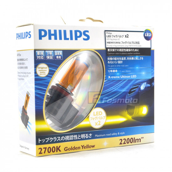PHILIPS 12793UNIX2 H8 H11 H16 X-treme Ultinon LED Fog Light 2700K Yellow (1 Pair)