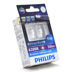 PHILIPS 127996200KX2 T10 X-treme Ultinon LED Ceramic 6200K 50 Lm 12V Twin Pack
