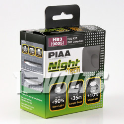 PIAA HE-825 3600K HB3 Night Tech Halogen Light Bulbs 12V 55W Twin Pack