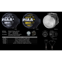 PIAA LP530 DK535BG 3.5" 6000K White LED Driving Light Kit 12V 9.4W SAE 1 Pair