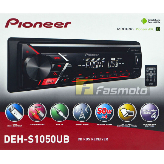 Pioneer DEH-S1050UB Single DIN CD USB Shortwave RDS Radio 1 Pre-out Receiver