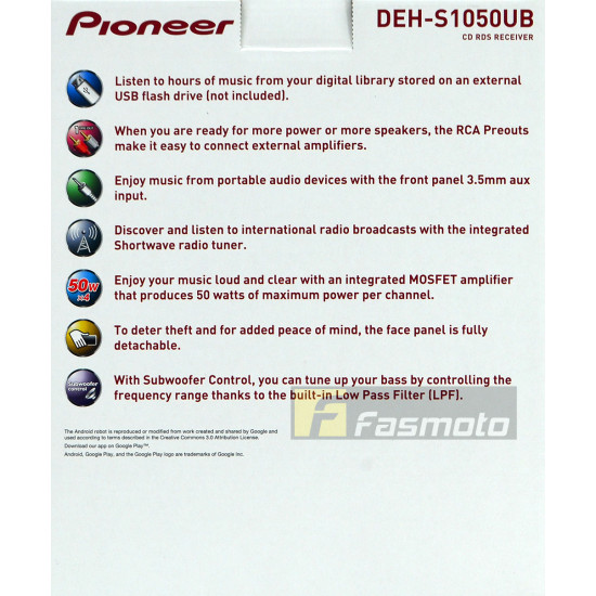 Pioneer DEH-S1050UB Single DIN CD USB Shortwave RDS Radio 1 Pre-out Receiver