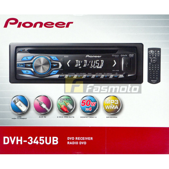 Pioneer DVH-345UB Single DIN DVD Receiver with Front USB Port and Front AUX-In Pioneer DVH-345UB Single DIN DVD Receiver with Front USB Port and Front AUX-In