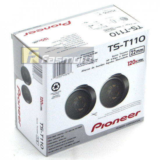 Pioneer TS-T110 7/8" 22mm PPTA Hard Dome Tweeter In-line HPF 40W RMS at 4 ohm