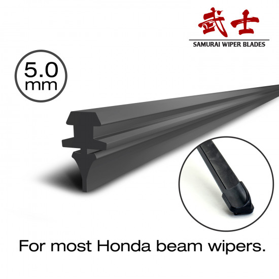 Samurai Original Wiper Blades Super Silicone Refill for Honda Beam Wipers 5.0mm (width) Samurai Original Wiper Blades Super Silicone Refill for Honda Beam Wipers 5.0mm (width)