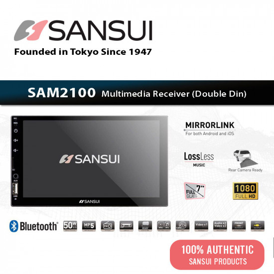 SANSUI SAM2100 Double DIN Bluetooth USB Mirrorlink Car Radio Receiver Head Unit