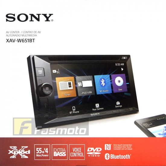 SONY XAV-W651BT 6.2" Double DIN NFC Bluetooth DVD USB Aux Car Stereo Receiver