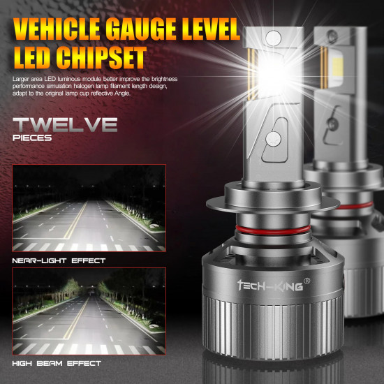 TECH-KING T9 H1, H3, H4, H7, H8, H9, H11, 9005, 9006 4300K/6000K 12V 130W 16000LM Car LED Headlight Bulbs TECH-KING T9 H1, H3, H4, H7, H8, H9, H11, 9005, 9006 4300K/6000K 12V 130W 16000LM Car LED Headlight Bulbs
