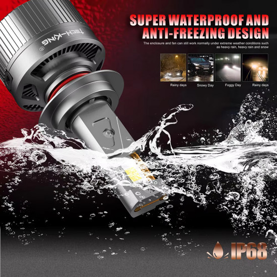 TECH-KING T9 H1, H3, H4, H7, H8, H9, H11, 9005, 9006 4300K/6000K 12V 130W 16000LM Car LED Headlight Bulbs TECH-KING T9 H1, H3, H4, H7, H8, H9, H11, 9005, 9006 4300K/6000K 12V 130W 16000LM Car LED Headlight Bulbs