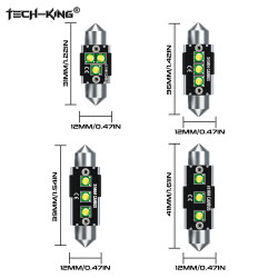TECH-KING FESTOON 31MM, 36MM, 39MM, 41MM 6000K LED 12V 2.5W CR03 (1 piece) for interior, trunk, license plate, doors