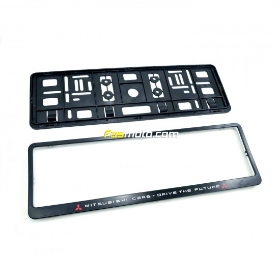 Mitsubishi Drive the Future Single Row 410mm Vehicle Registration License Plate Frame (Black)