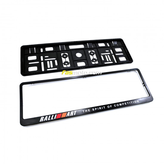 RALLIART The Spirit of Competition Single Row 410mm Vehicle Registration License Plate Frame (Black)