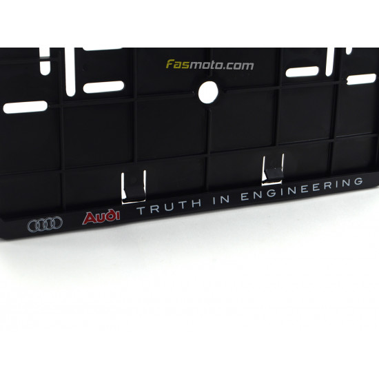 AUDI Truth In Engineering Double Row 335mm Vehicle Registration License Plate Frame (Black)