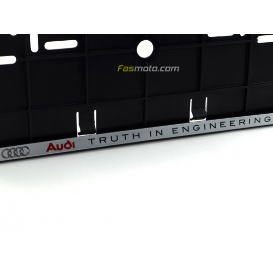 AUDI Truth In Engineering Double Row 335mm Vehicle Registration License Plate Frame (Silver)