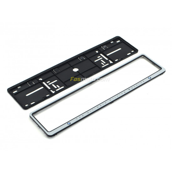 BMW The Ultimate Driving Machine Single Row 530mm Vehicle Registration License Plate Frame (Silver)