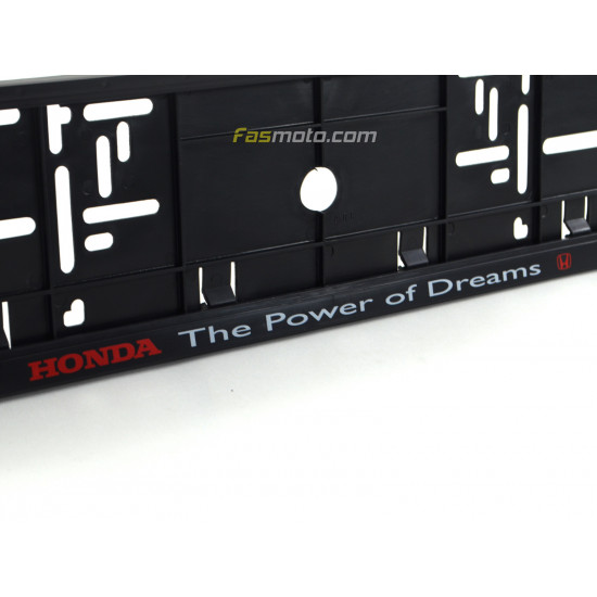 Honda The Power of Dreams Single Row 530mm Vehicle Registration License Plate Frame (Black)