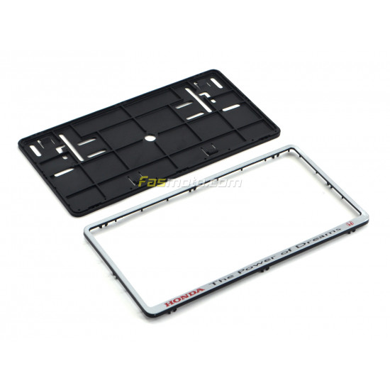 Honda The Power of Dreams Double Row 335mm Vehicle Registration License Plate Frame (Silver) Honda The Power of Dreams Double Row 335mm Vehicle Registration License Plate Frame (Silver)