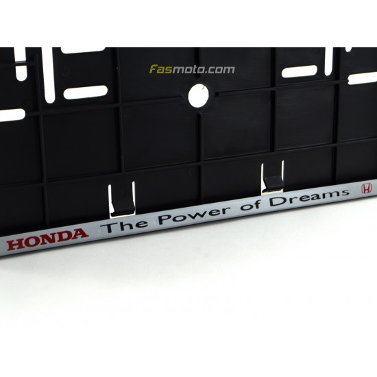 Honda The Power of Dreams Double Row 335mm Vehicle Registration License Plate Frame (Silver)