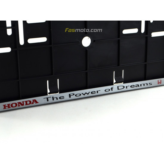 Honda The Power of Dreams Double Row 335mm Vehicle Registration License Plate Frame (Silver) Honda The Power of Dreams Double Row 335mm Vehicle Registration License Plate Frame (Silver)