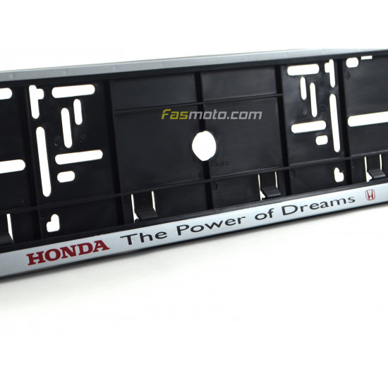 Honda The Power of Dreams Single Row 530mm Vehicle Registration License Plate Frame (Silver)