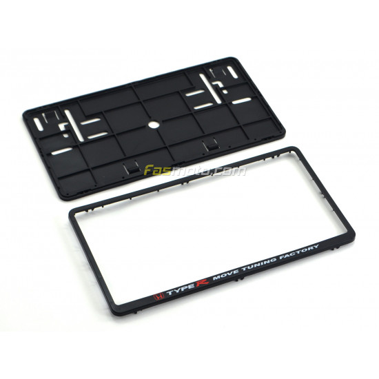 Honda Type-R Move Tuning Factory Double Row 335mm Vehicle Registration License Plate Frame (Black)