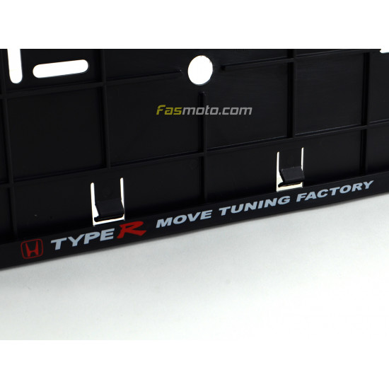 Honda Type-R Move Tuning Factory Double Row 335mm Vehicle Registration License Plate Frame (Black)