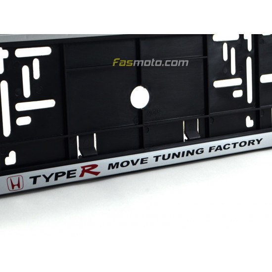 Honda Type-R Move Tuning Factory Single Row 530mm Vehicle Registration License Plate Frame (Silver)