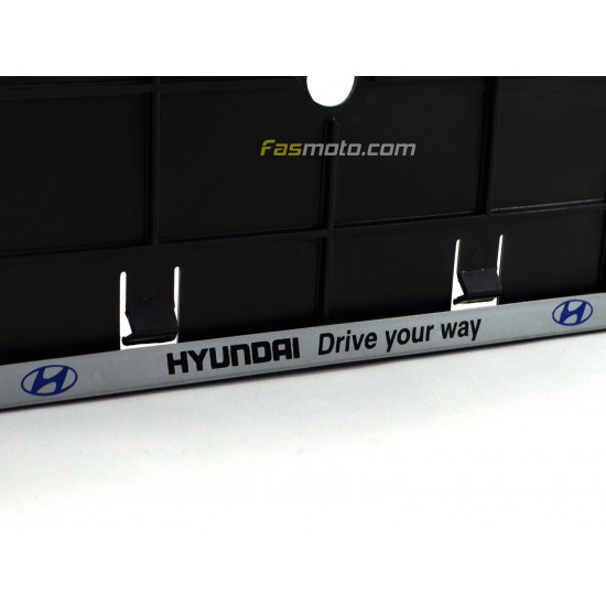 Hyundai Drive Your Way Double Row 335mm Vehicle Registration License Plate Frame (Silver)