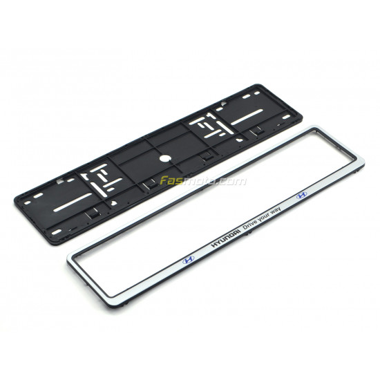 Hyundai Drive Your Way Single Row 530mm Vehicle Registration License Plate Frame (Silver)