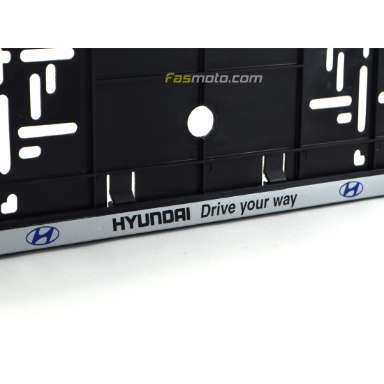 Hyundai Drive Your Way Single Row 530mm Vehicle Registration License Plate Frame (Silver)