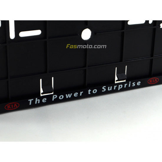 KIA The Power to Surprise Double Row 335mm Vehicle Registration License Plate Frame (Black)