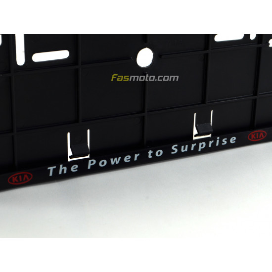 KIA The Power to Surprise Double Row 335mm Vehicle Registration License Plate Frame (Black) KIA The Power to Surprise Double Row 335mm Vehicle Registration License Plate Frame (Black)