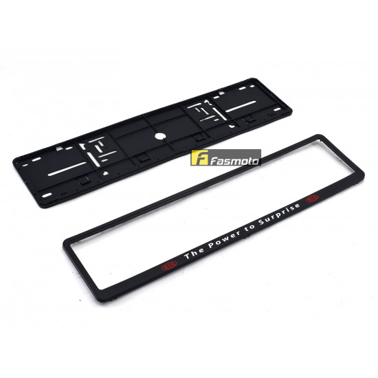 KIA The Power to Surprise Single Row 530mm Vehicle Registration License Plate Frame (Black)