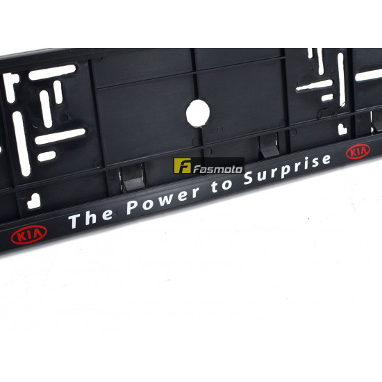 KIA The Power to Surprise Single Row 530mm Vehicle Registration License Plate Frame (Black)