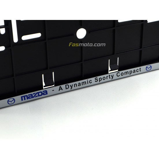Mazda A Dynamic Sporty Compact Double Row 335mm Vehicle Registration License Plate Frame (Silver) Mazda A Dynamic Sporty Compact Double Row 335mm Vehicle Registration License Plate Frame (Silver)