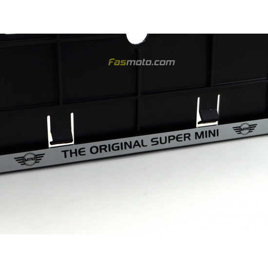 The Original Super Mini Double Row 335mm Vehicle Registration License Plate Frame (Silver)