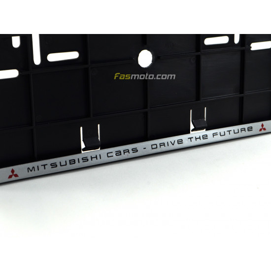 Mitsubishi Drive the Future Double Row 335mm Vehicle Registration License Plate Frame (Silver)