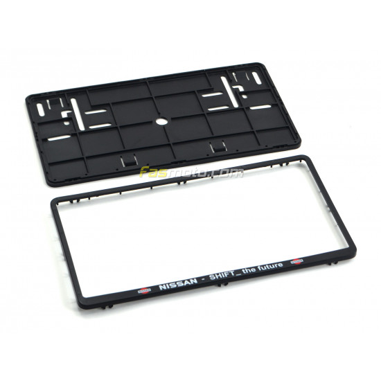 Nissan Shift the Future Double Row 335mm Vehicle Registration License Plate Frame (Black)
