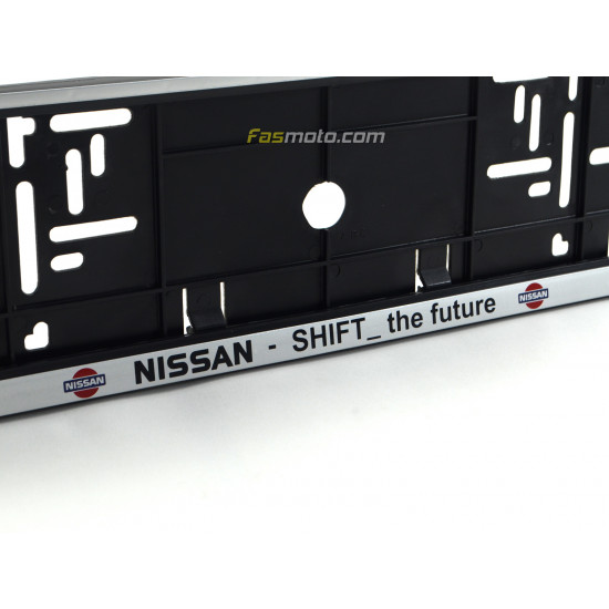 Nissan Shift the Future Single Row 530mm Vehicle Registration License Plate Frame (Silver)