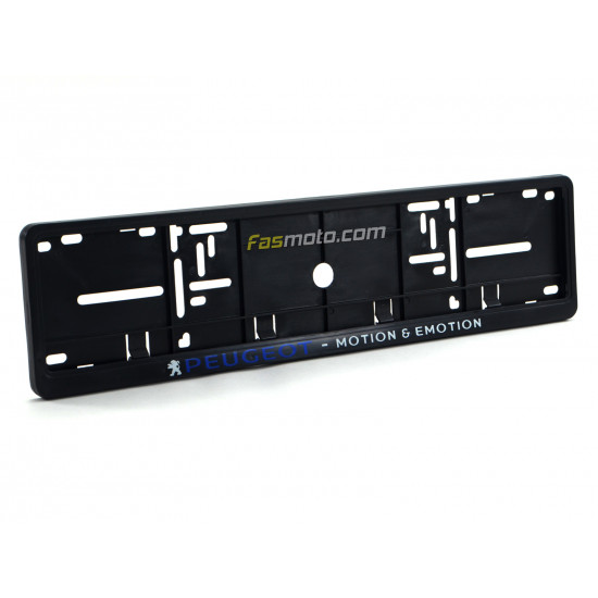 Peugeot Motion & Emotion Single Row 530mm Vehicle Registration License Plate Frame (Black)