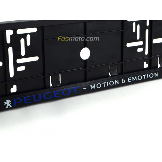 Peugeot Motion & Emotion Single Row 530mm Vehicle Registration License Plate Frame (Black)