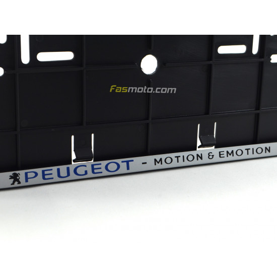Peugeot Motion & Emotion Double Row 335mm Vehicle Registration License Plate Frame (Silver)