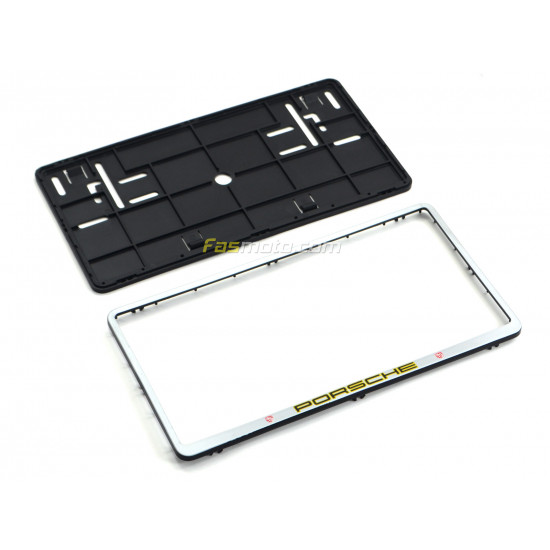 Porsche Double Row 335mm Vehicle Registration License Plate Frame (Silver) Porsche Double Row 335mm Vehicle Registration License Plate Frame (Silver)