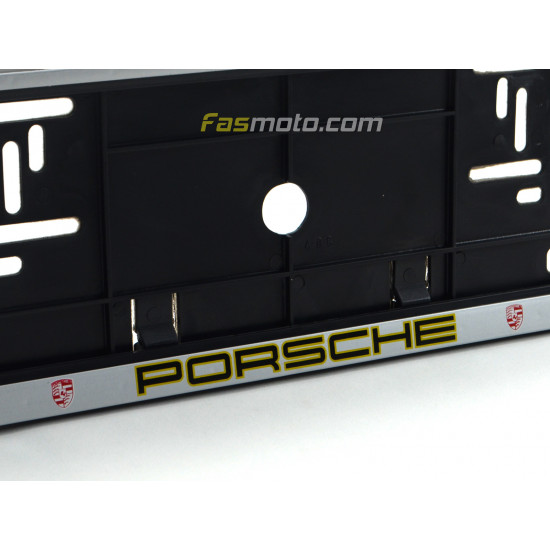 Porsche Single Row 530mm Vehicle Registration License Plate Frame (Silver)