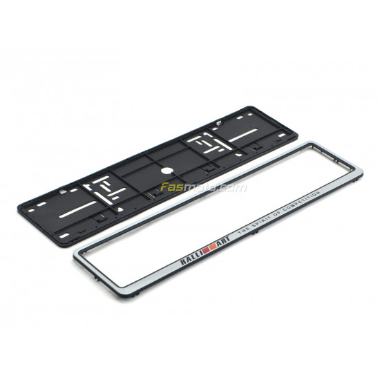 RALLIART The Spirit of Competition Single Row 530mm Vehicle Registration License Plate Frame (Silver)