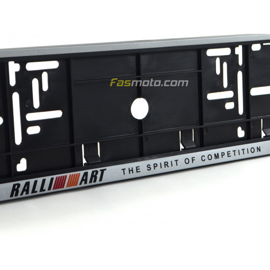 RALLIART The Spirit of Competition Single Row 530mm Vehicle Registration License Plate Frame (Silver)