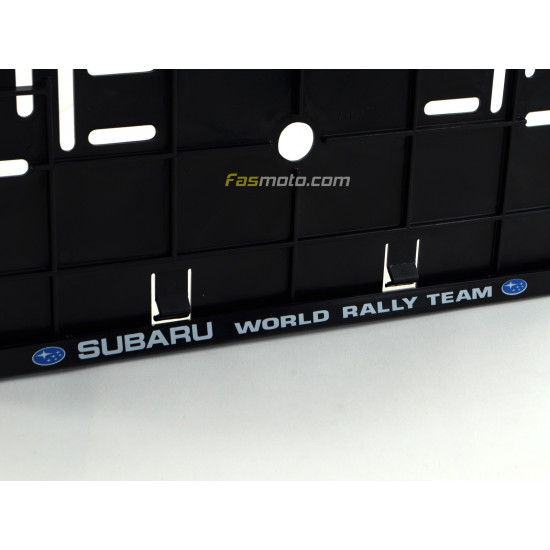 Subaru World Rally Team Double Row 335mm Vehicle Registration License Plate Frame (Black)